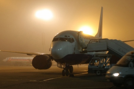 Работа аэропорта Саратова прервана из-за густого тумана