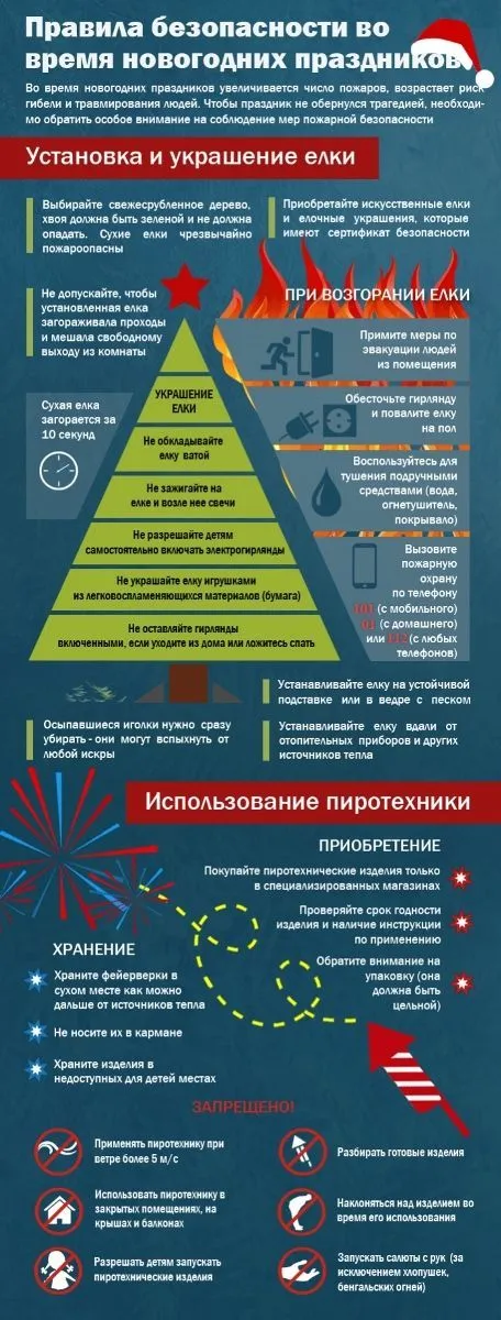 Правила безопасности в новогодние праздники. Инфографика