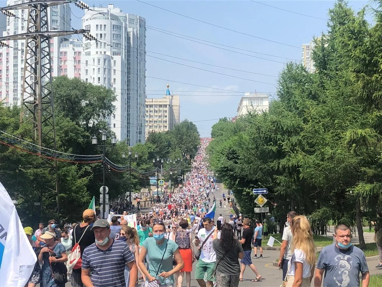 Мэрия Хабаровска: в несанкционированном субботнем митинге участвовало до 10 тыс. человек