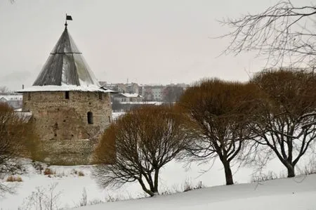 Лестницы для подъема туристов на стены возводят в Псковском кремле