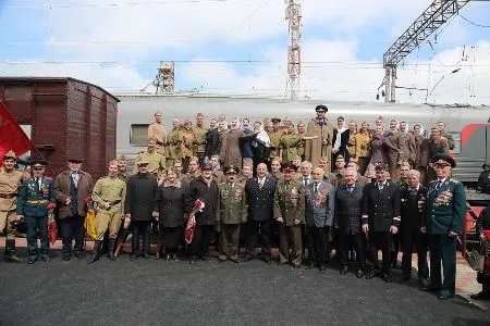 Ретро-поезд "Победа" впервые прибыл в Махачкалу