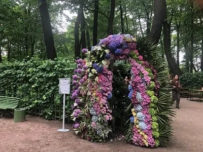 Цветочный трон, парусник и померанцевые деревья украсили Летний сад в Петербурге в честь его 315-летия